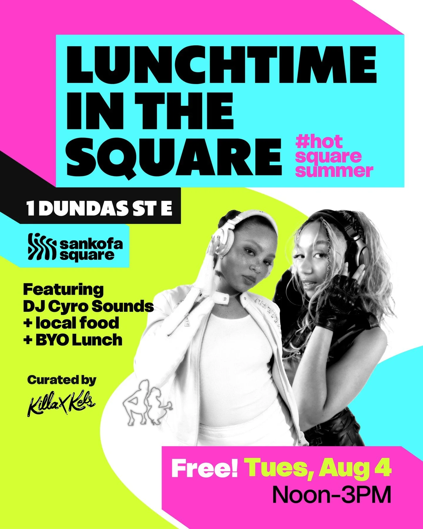 🎧 Join us for another free afternoon of live music, great food, and summer vibes as part of #HotSquareSummer.⁠
⁠
This week, we&rsquo;re excited to welcome DJ CYRO Sounds (@cyro.sounds) to the decks. Made up of Toronto creatives Robyn and Chelsea, th