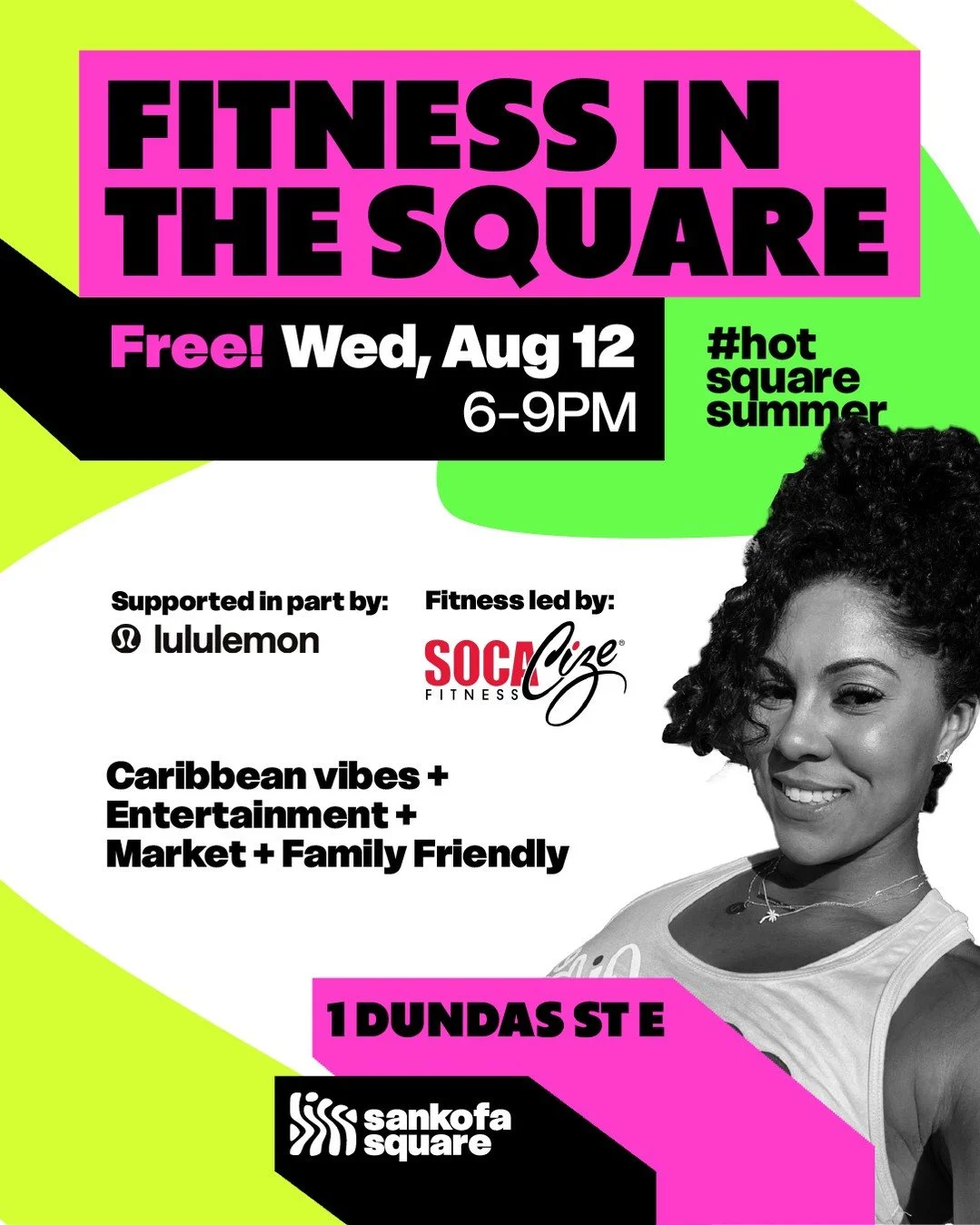 💃 Feel the vibes. Move with the community. F.L.A.U.N.T. your energy!⁠
⁠
Fitness In The Square is back for another high-energy evening of movement, music, and community as part of #HotSquareSummer.⁠
⁠
Join Socacize Fitness (@socacize) for a free outd