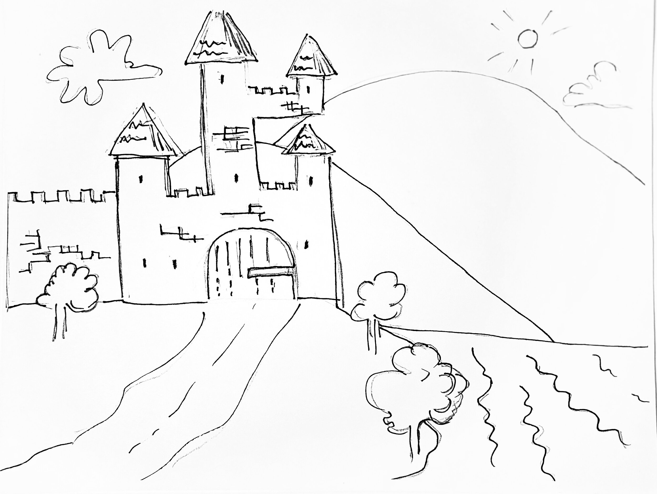 Castle on a hillside.