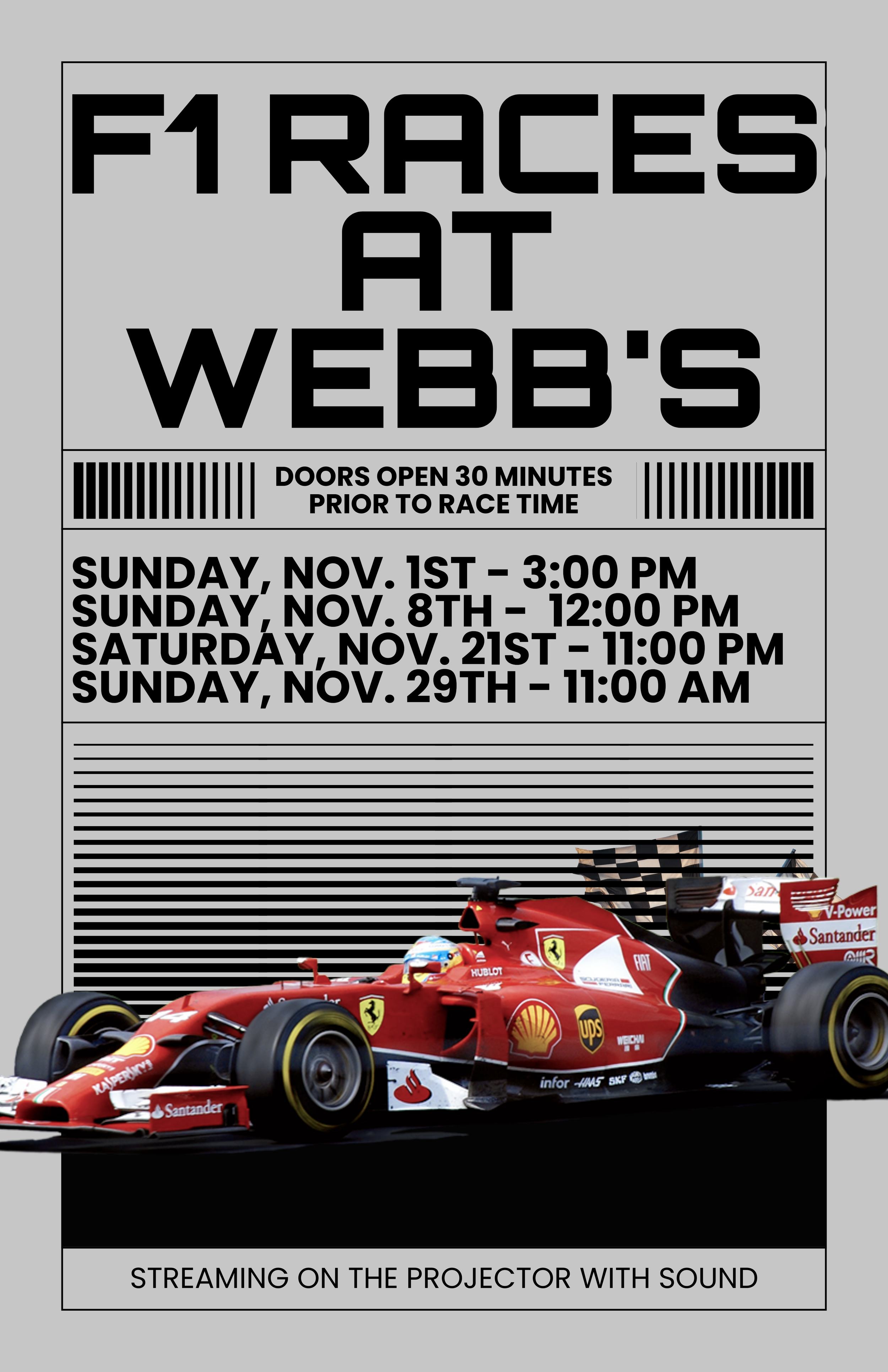 F1 Races At Webb's