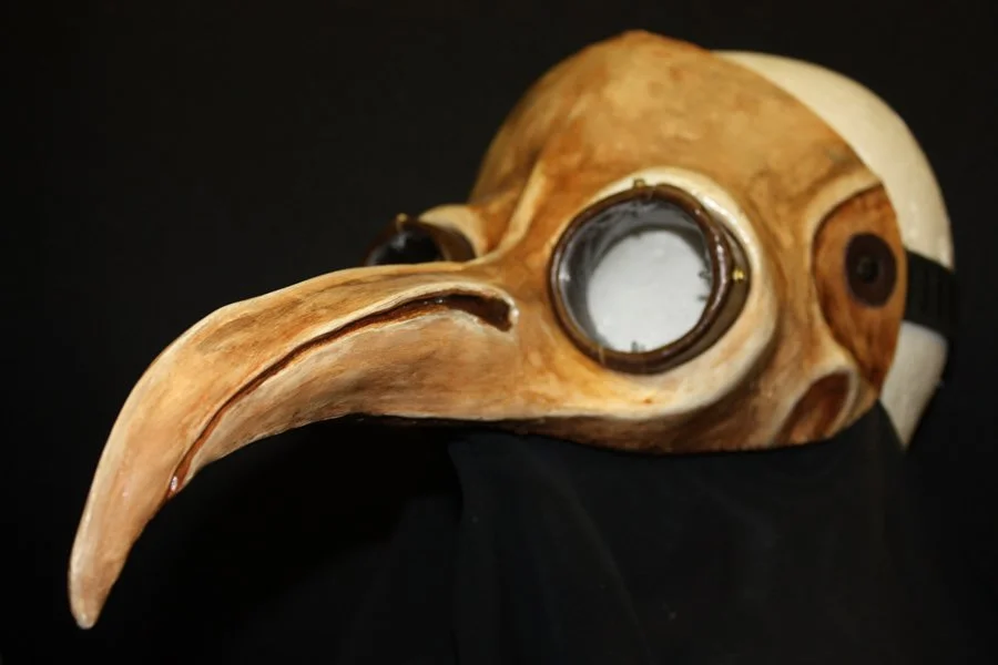 Dr. Pinch mask. Illinois Shakespeare Festival 2013. Materials: Semirigid latex, acrylic paint,  clear acrylic, leather.