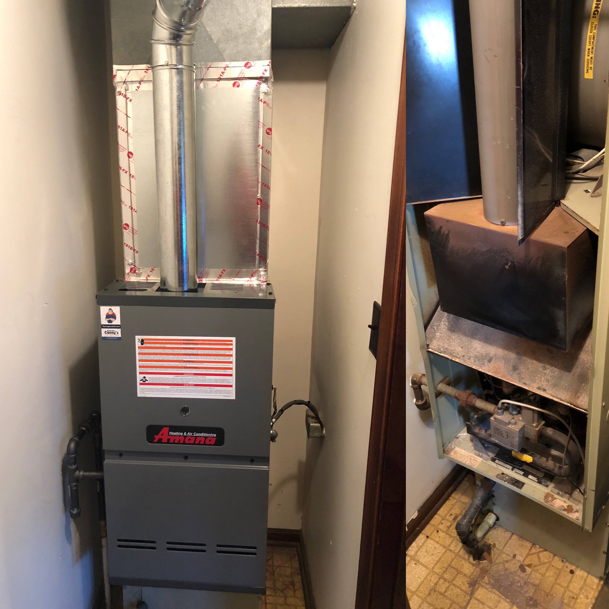 Before/After New Amana Furnace Installation October 2018