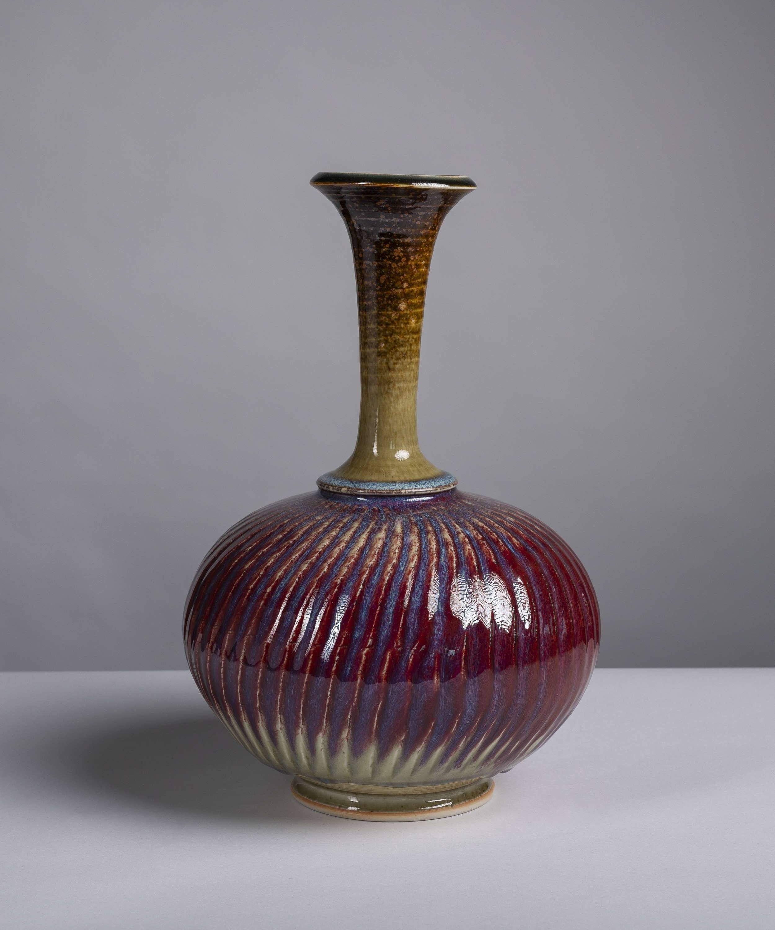  Joseph Panacci   Long neck vase    Woodfired  37.5 cm ht 