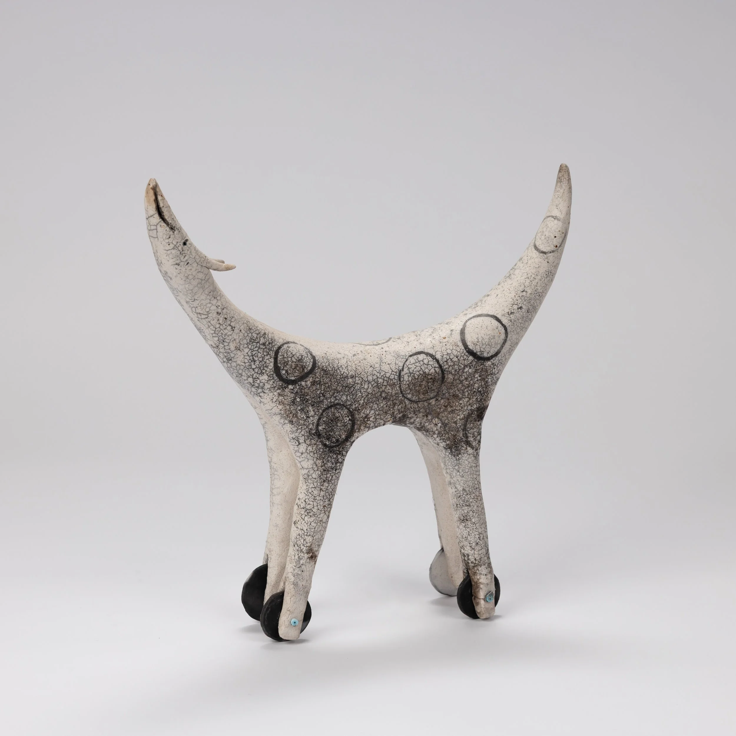  Barbara Sachs   Wheeled Dog    Raku   31 cm ht 