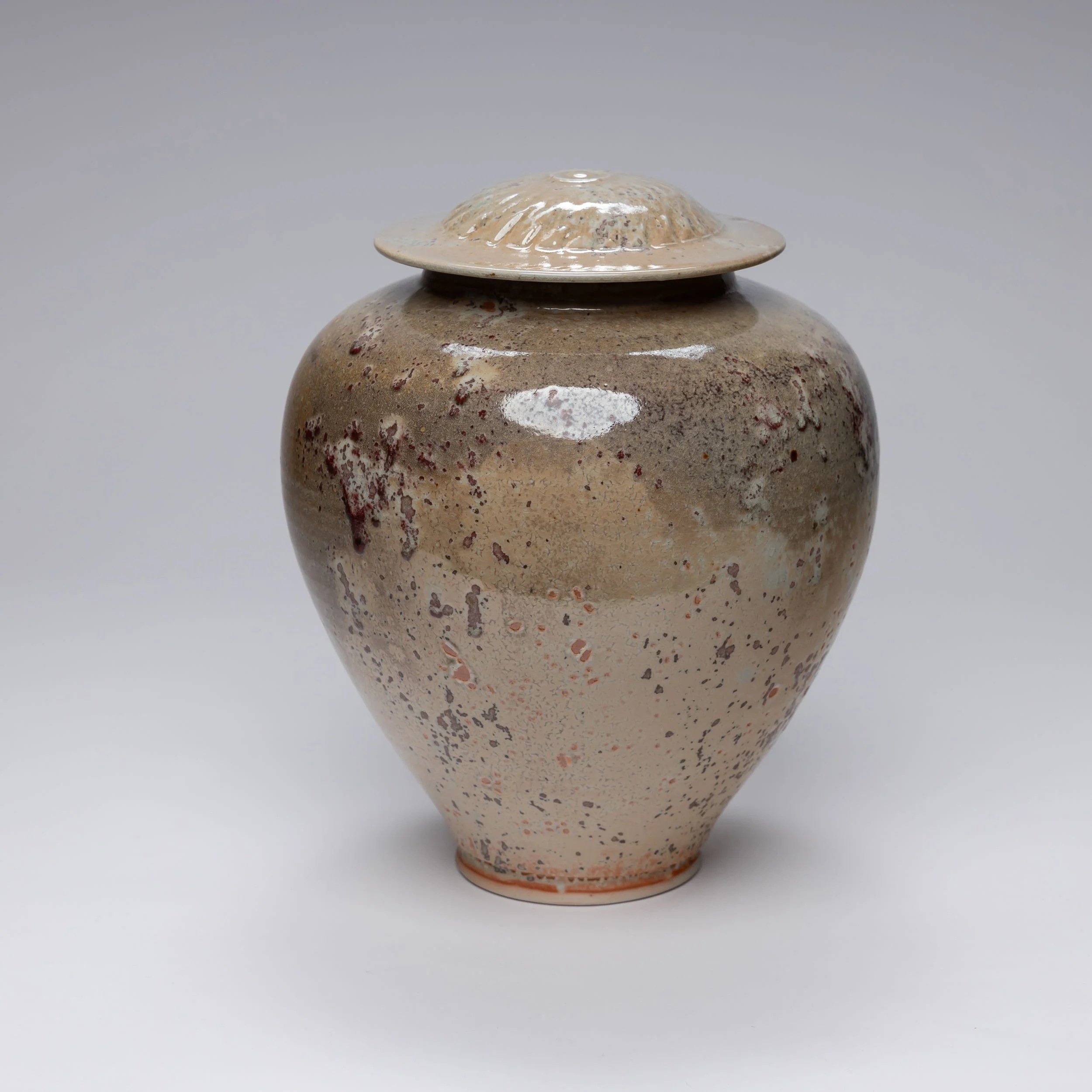  Joseph Panacci   Tall Shino Jar    Woodfired  27 cm ht 