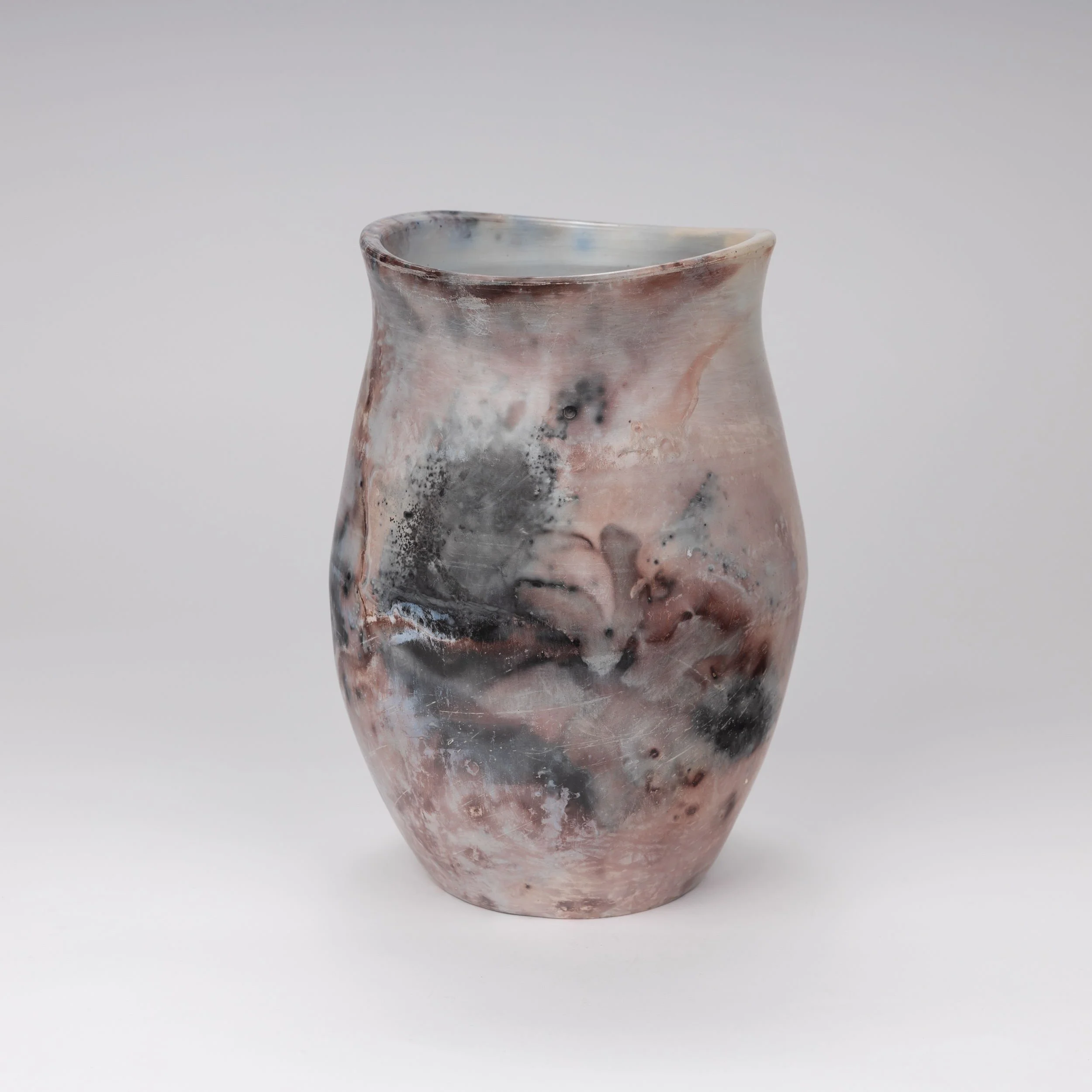  Christie Gruppe   Salted Shadows    Sagger fired  27cm ht 