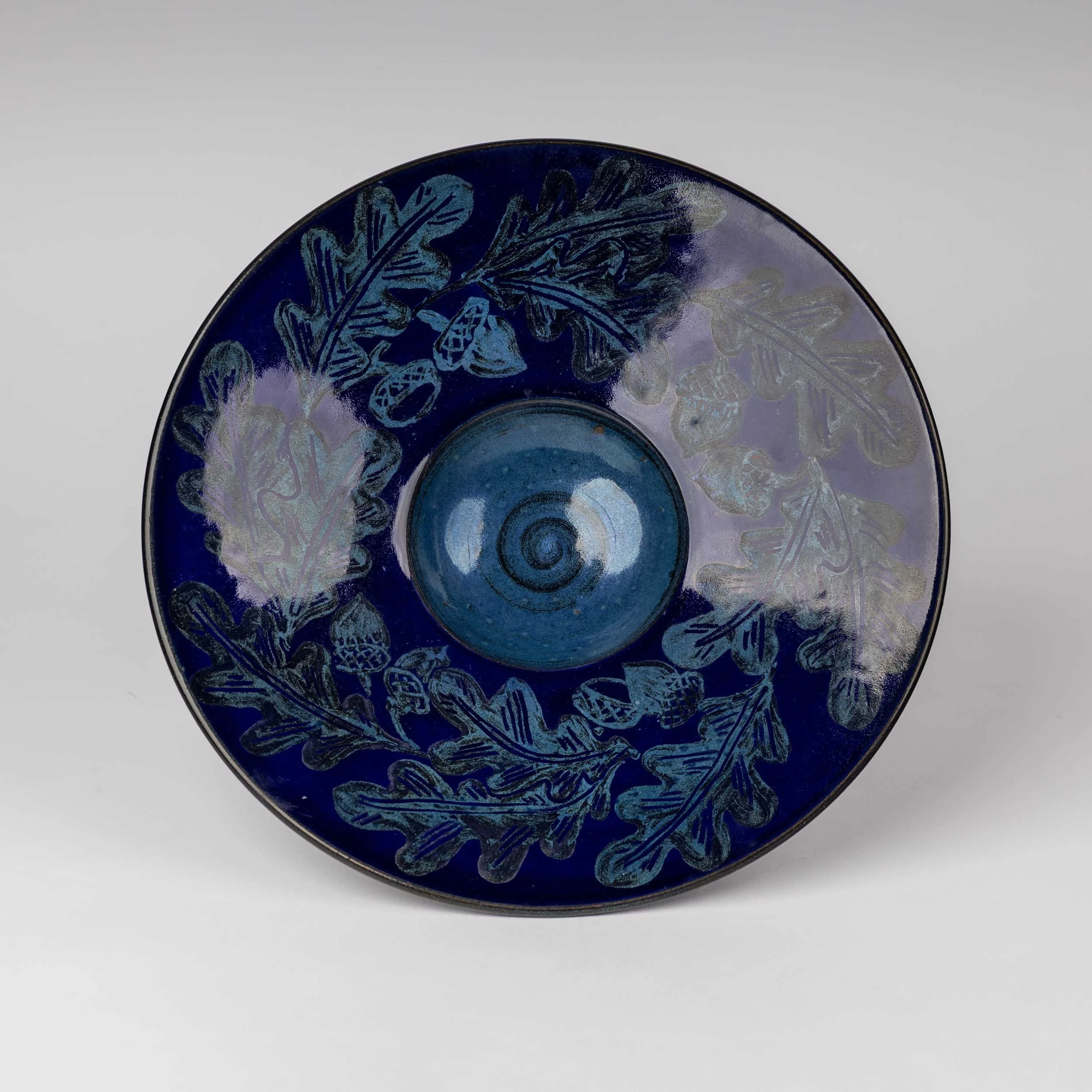  Scott Barnim   Cobalt and Silver Lustre Plate    Lustreware  30cm dia 