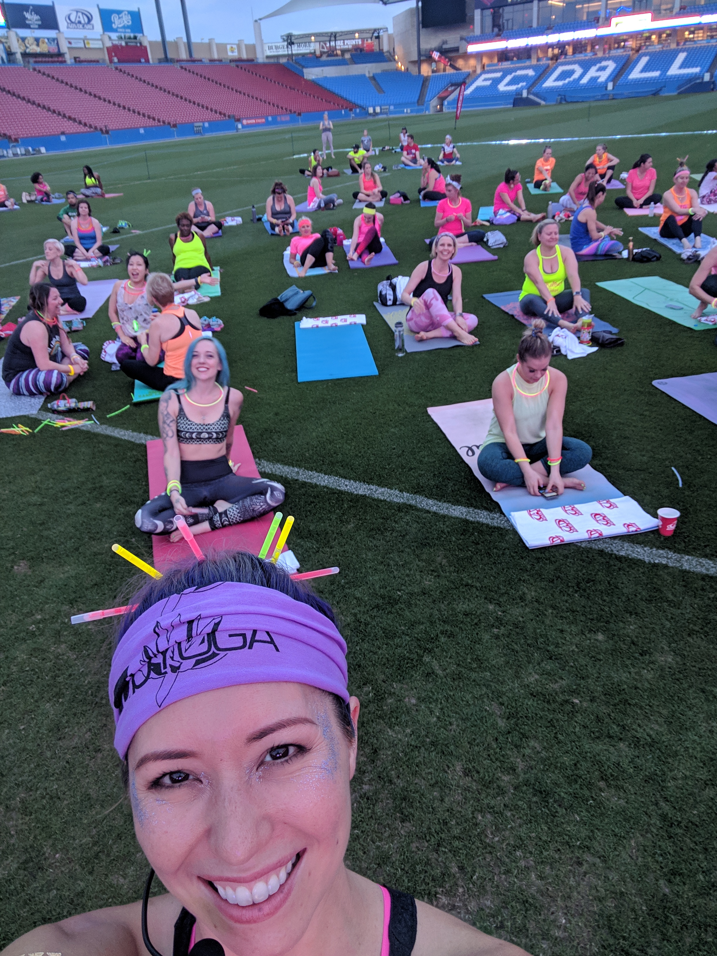 Glow Yoga on the Pitch at Toyota Stadium