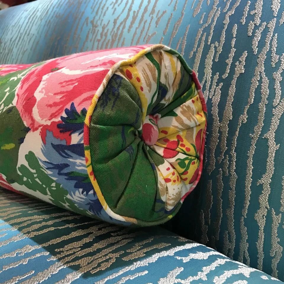 Two Dorothy Draper & Co. fabrics: Shannon Grove Floral and Pacific.