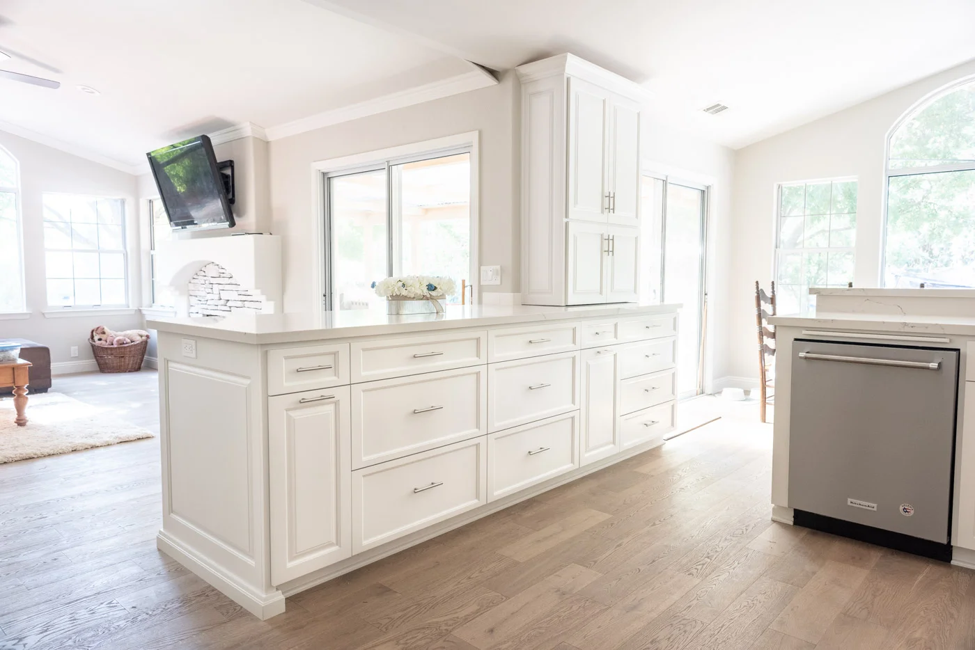 Modern Farmhouse Cottage kitchen with custom white painted cabinets