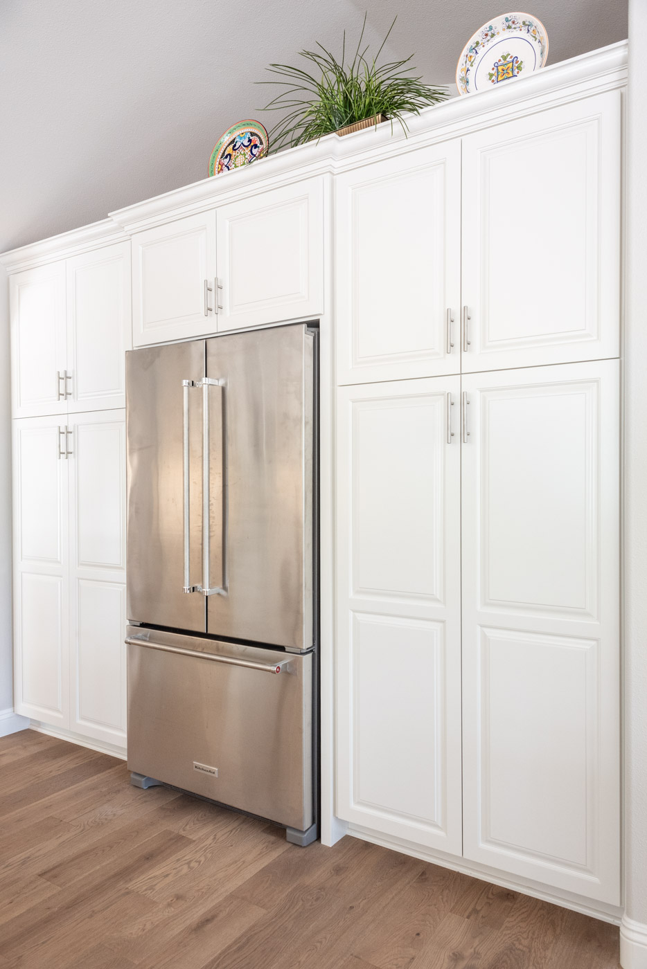 Modern Farmhouse Cottage kitchen with custom white painted cabinets