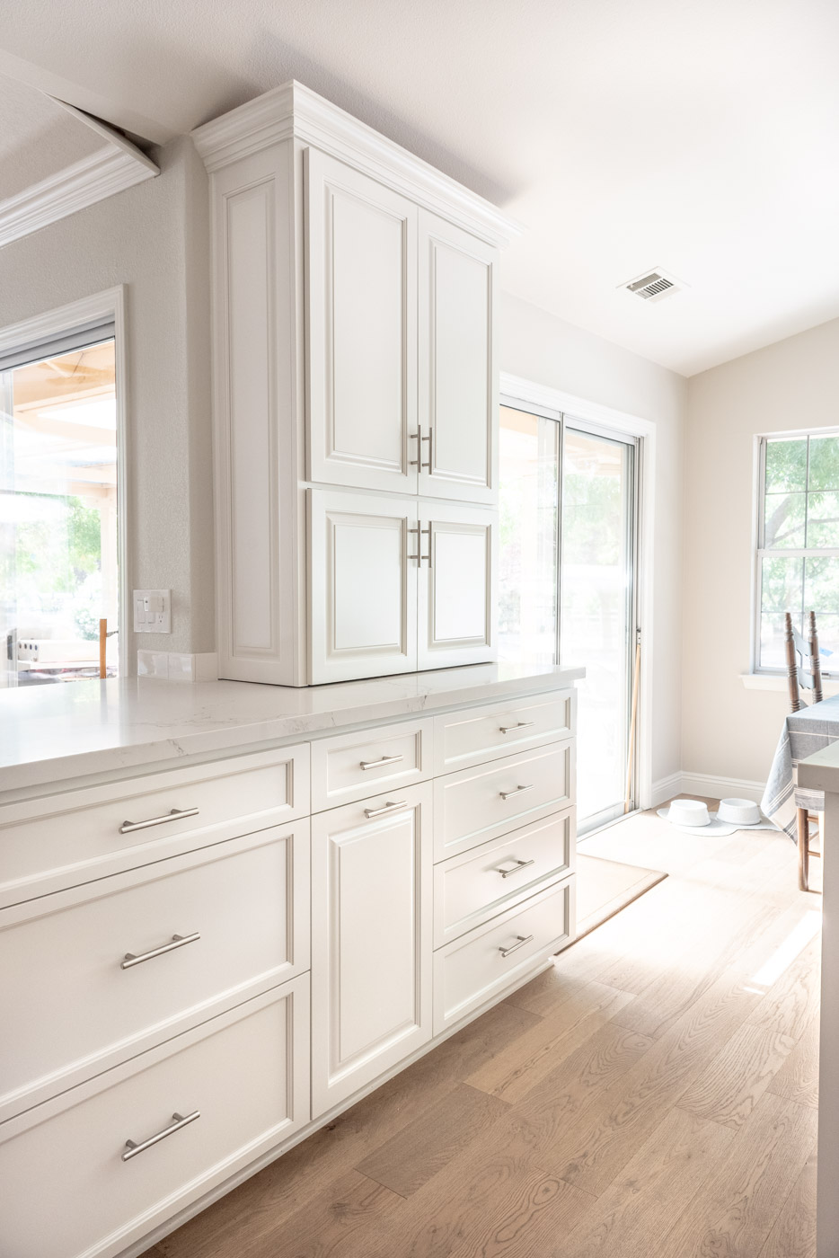 Modern Farmhouse Cottage kitchen with custom white painted cabinets