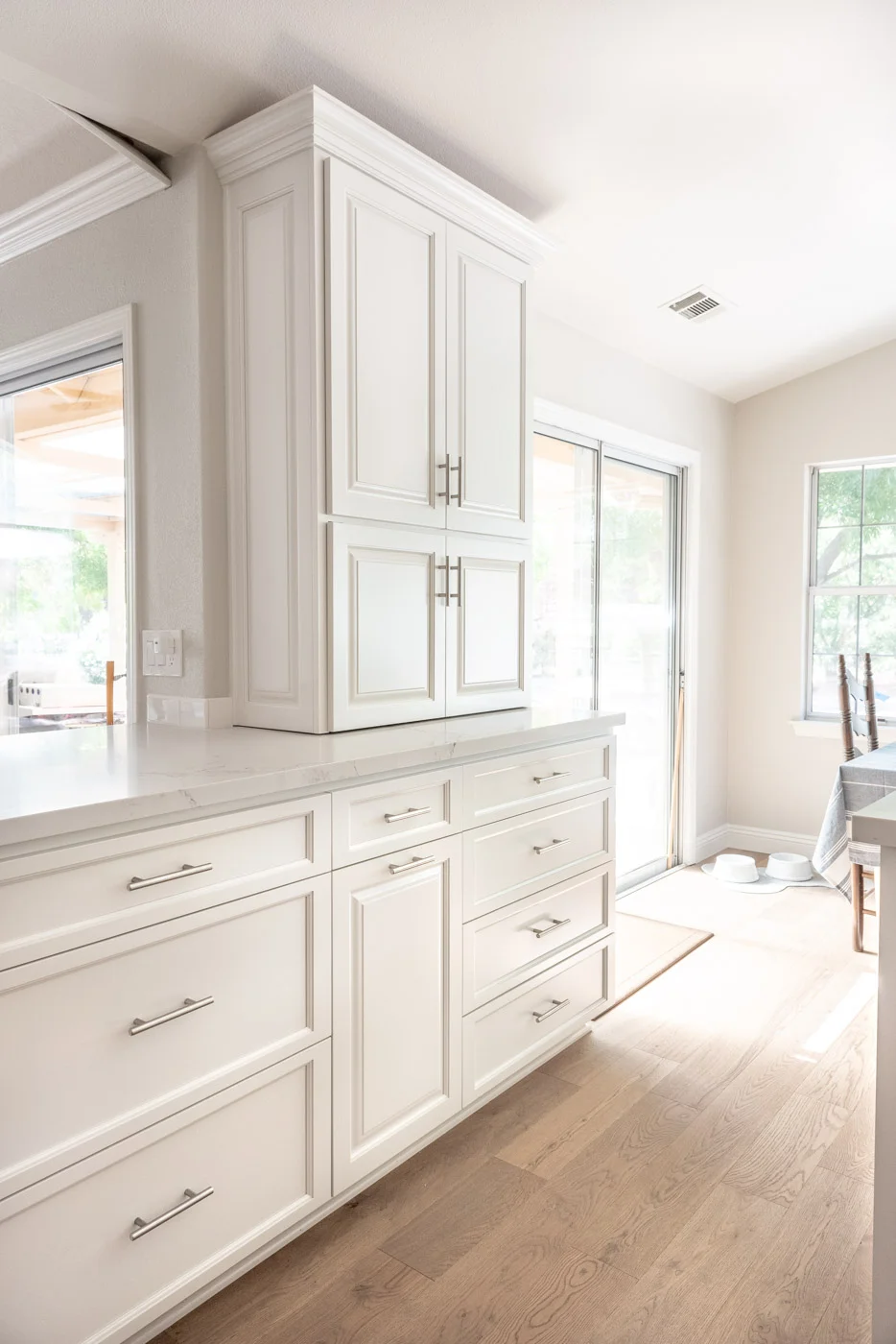 Modern Farmhouse Cottage kitchen with custom white painted cabinets