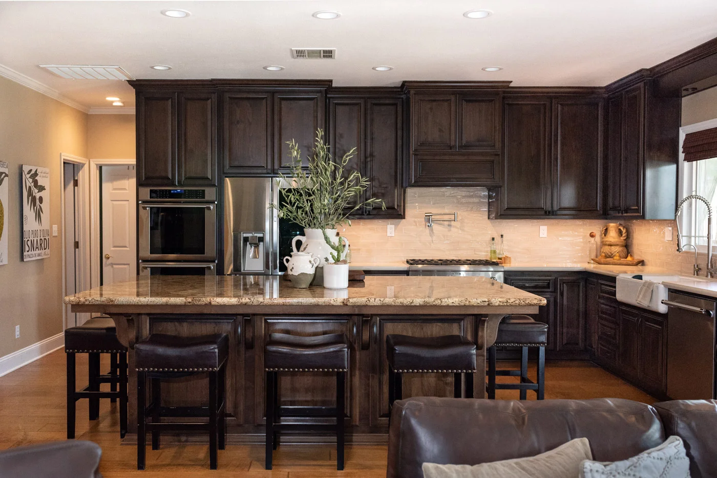 Staining Kitchen Cabinets Darker Before And After Pictures | Cabinets ...