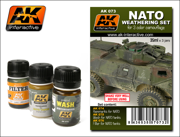 AK00073   AK Interactive Nato Weathering Set vehicle pigment effects 