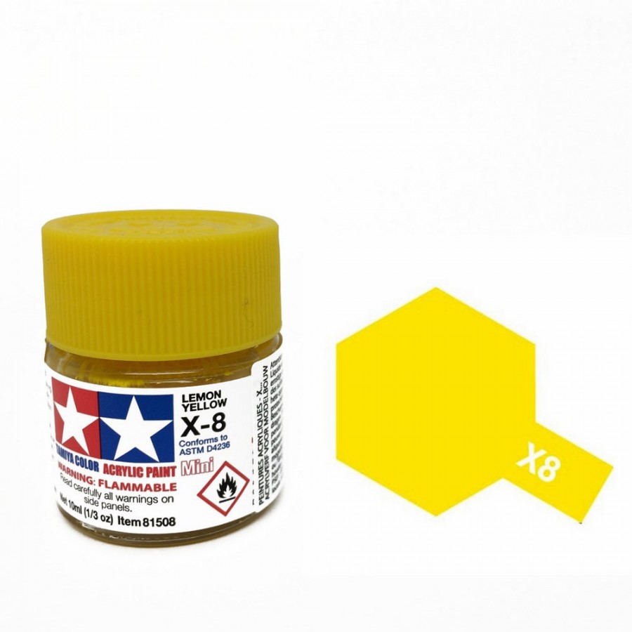 Tamiya Acrylic Model Paints: Lemon Yellow (X-8)