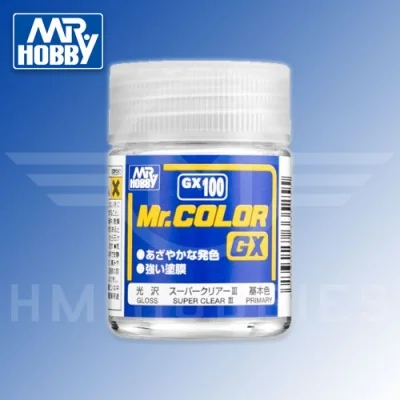 Mr. Hobby GX100-GX114 Super Clear III UV Cut Oil-Based Protective Paint - 18ml Bottle For Model Kits