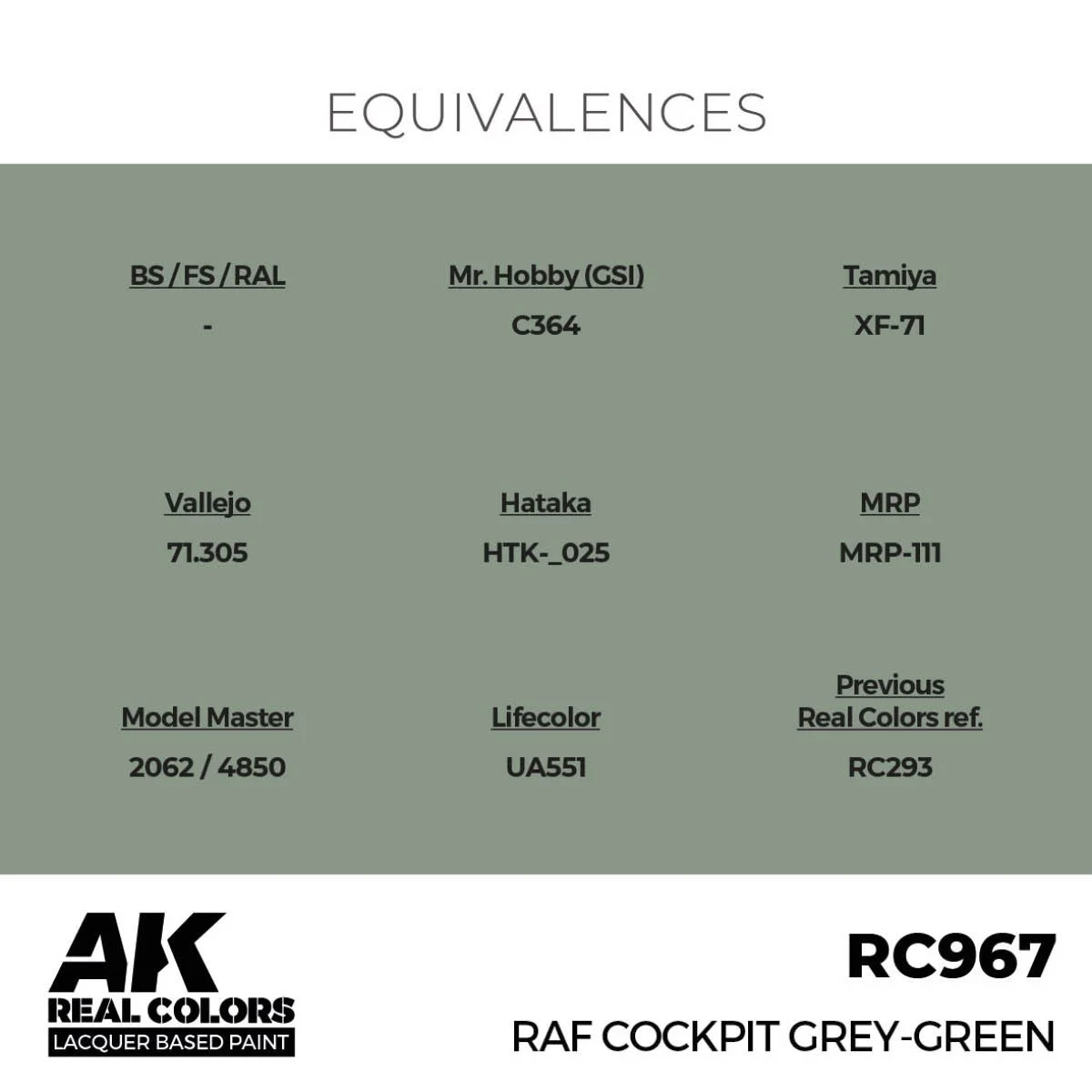 AK REAL COLORS RC967 Cockpit Grey-Green 17ml — PM Models