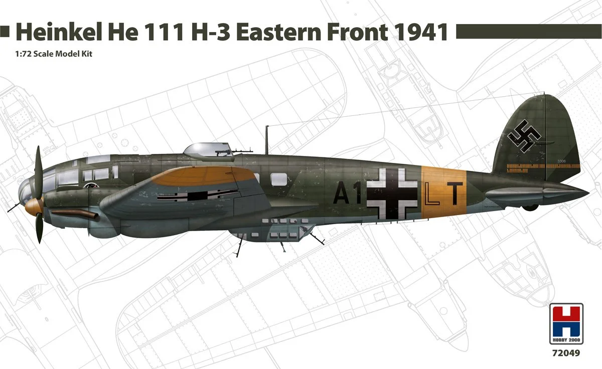 Hobby 2000 1/72 Heinkel He-111H-3 Eastern Front 1941 (Hasegawa + Cartograf + wheels and canopy paint masks)