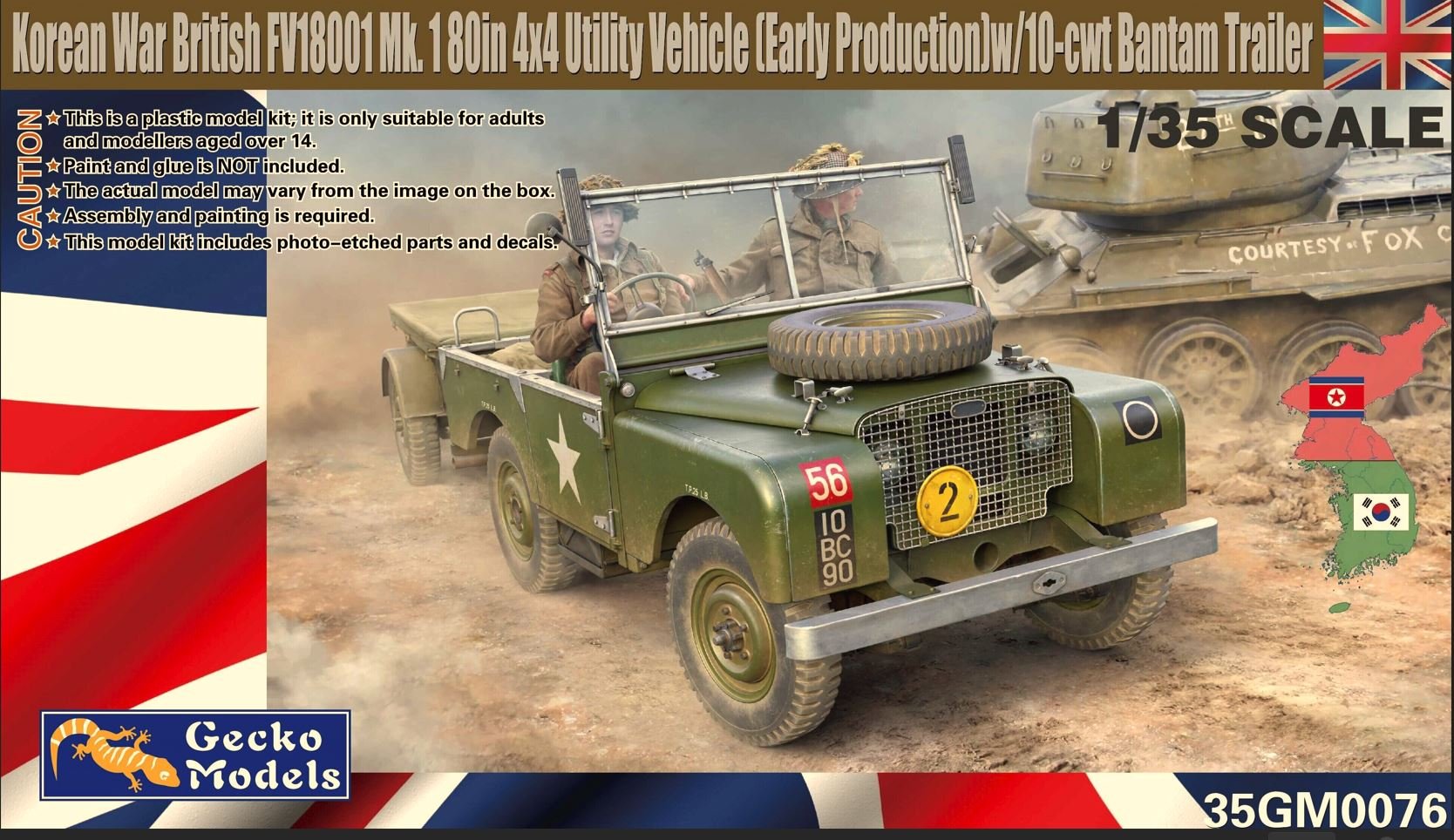 Gecko 1/35 1/35 British FV18001 Mk I 80 inch 4X4 Utility Vehicle with Bantam Trailer