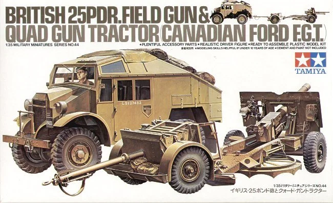 Tamiya TA35044 1/35 Ford Quad Gun Tractor, British 25Pdr gun, limber and driver figure