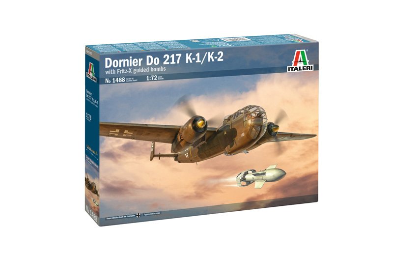 Italeri 1/72 Dornier Do 217 K-1/K-2 with Fritz X Guided Bombs SUPER DECALS SHEET FOR 6 VERSIONS - COLOR INSTRUCTION SHEET