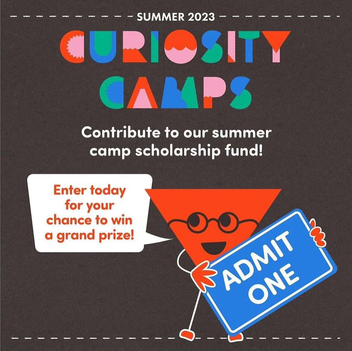 Contribute to our summer camp scholarship fund 📣 Enter today for your chance to win a grand prize!

All donations will benefit youth attending our summer programming. 
How to enter: 
Send your entry to @curiositystudio_ on Venmo including your email