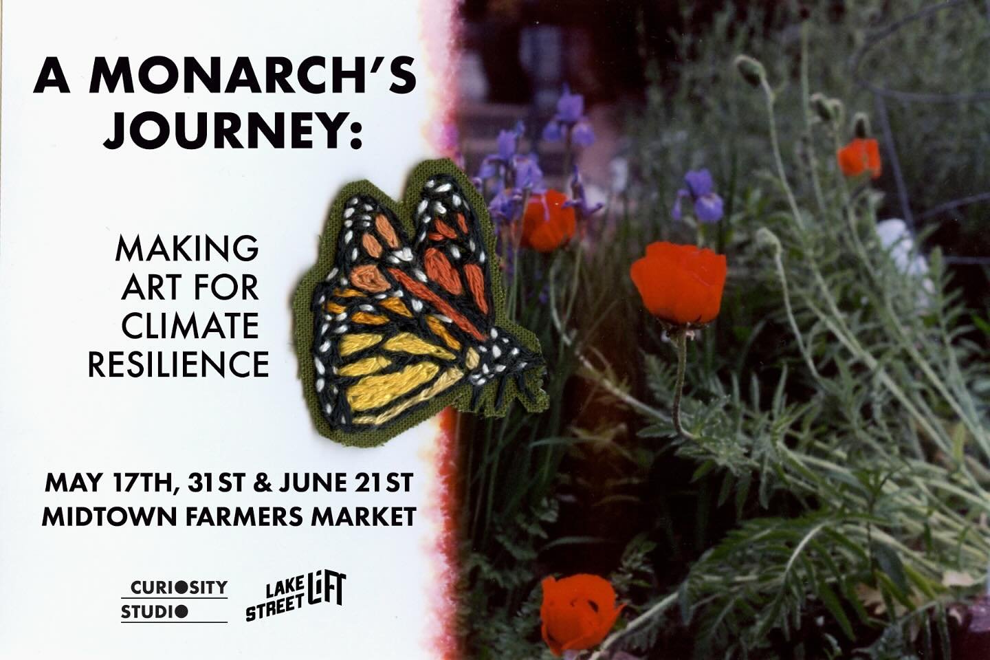 Please join us at the @midtownfarmmkt May 17th, 31st and June 21st from 9am-2pm to celebrate and consider the Monarch butterfly. As this incredible species continues to be threatened by climate chaos, we need ways to collectively grieve what&rsquo;s 