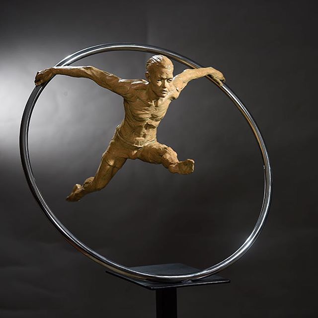 Philippe | Cirque Performer
55&quot; H (with Stand) x 25&quot; W x 25&quot; 
I love the Cirque performers and I thought I could create a sculpture that captures the movement of a Ring Performer, Philippe is large and makes a statement in the room. He