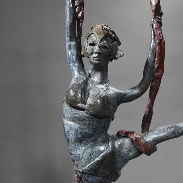 Svetlana | Cirque Aerial Performer 11&rdquo;W x 3&rdquo;D x 17&rdquo;H
Bronze, Numbered to 25 editions. Creating a figure that appears to be delicately suspended above the surface with only the drapery from above was my quest. I think I achieved that