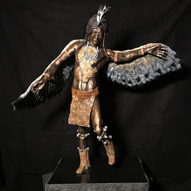 Way-Shower Eagle Dancer 36&quot; H x 36&quot; W x 16&quot; D 
Way-Shower Eagle Dancer was originally going to be Icarus from Greek mythology who made wings of wax and feathers and flew toward the sun only to have them melt plummeting him into the sea