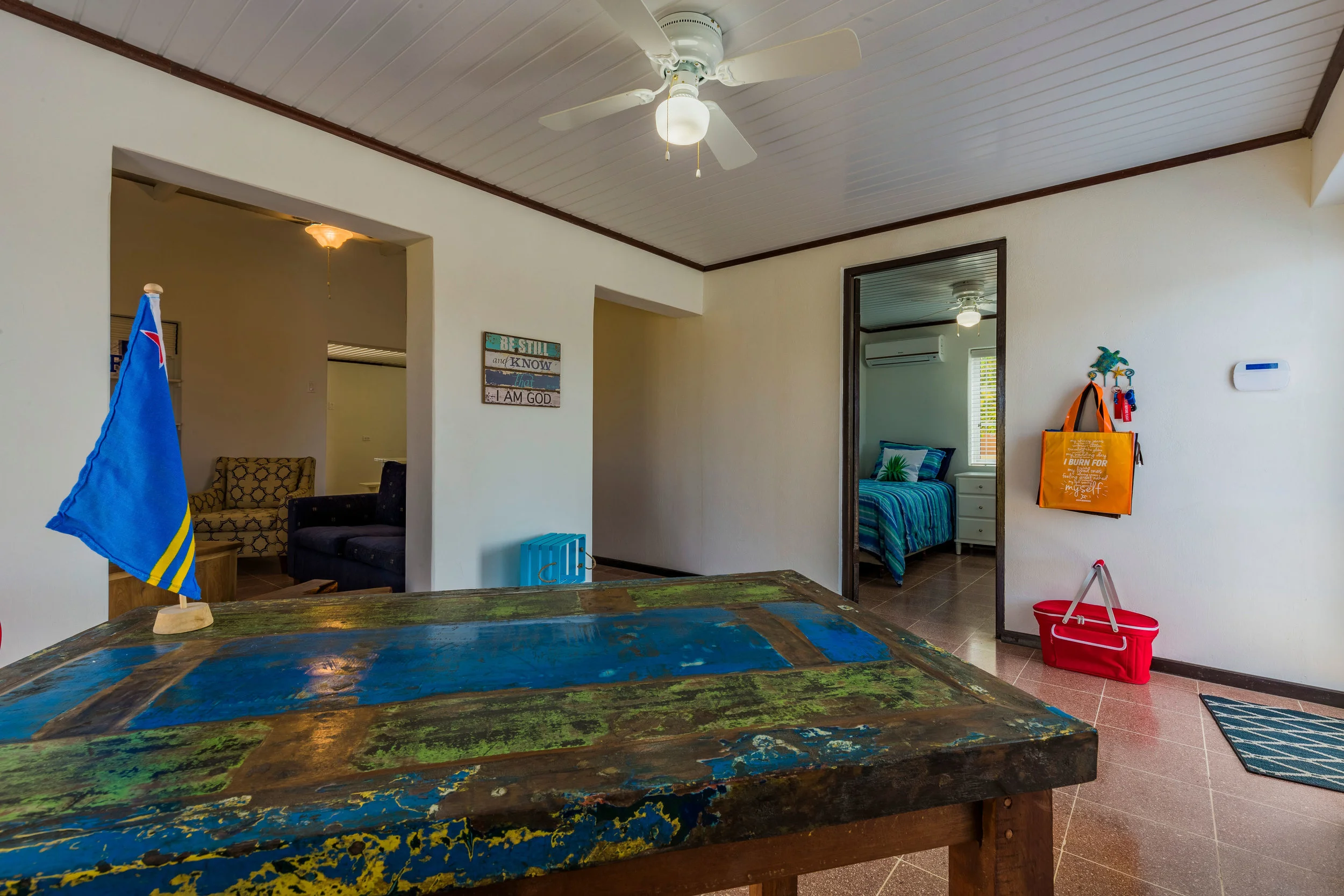 Office with a desk and view of the second bedroom