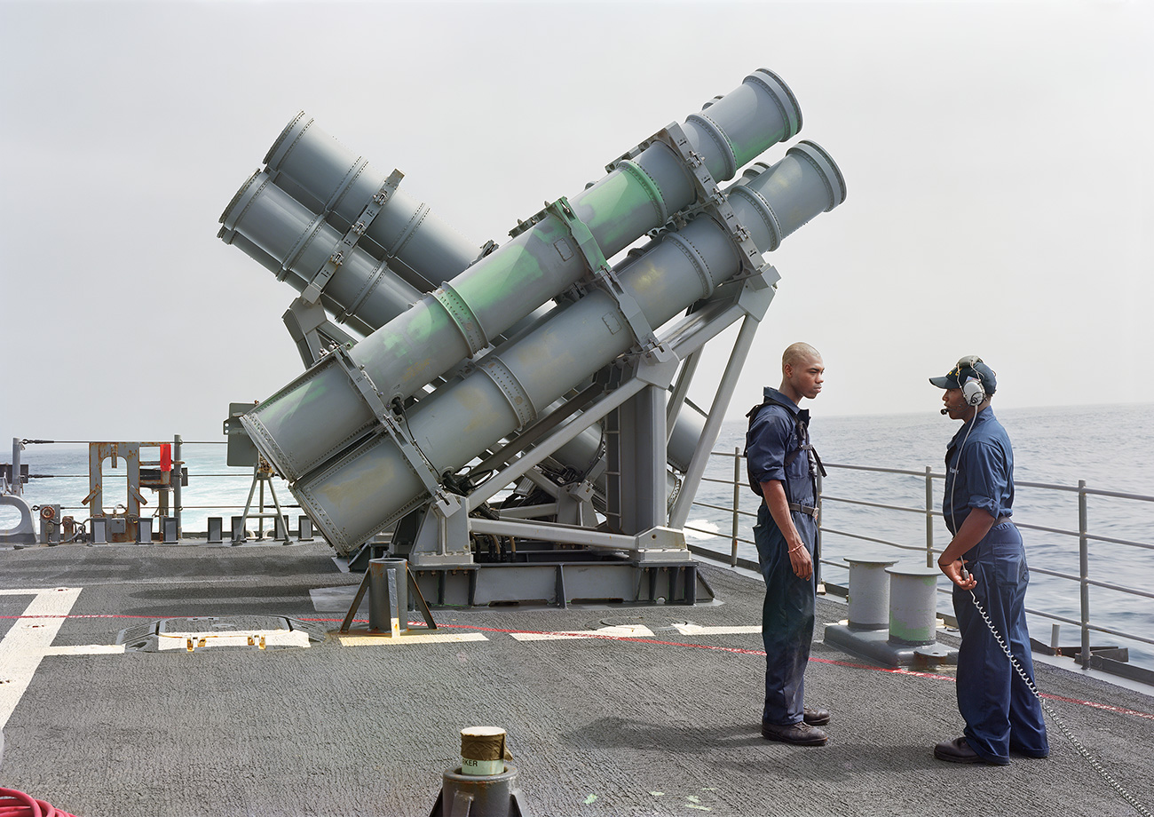Aft Lookouts by Harpoon Launchers, USS Chancellorsville, North Arabian Gulf, 2009