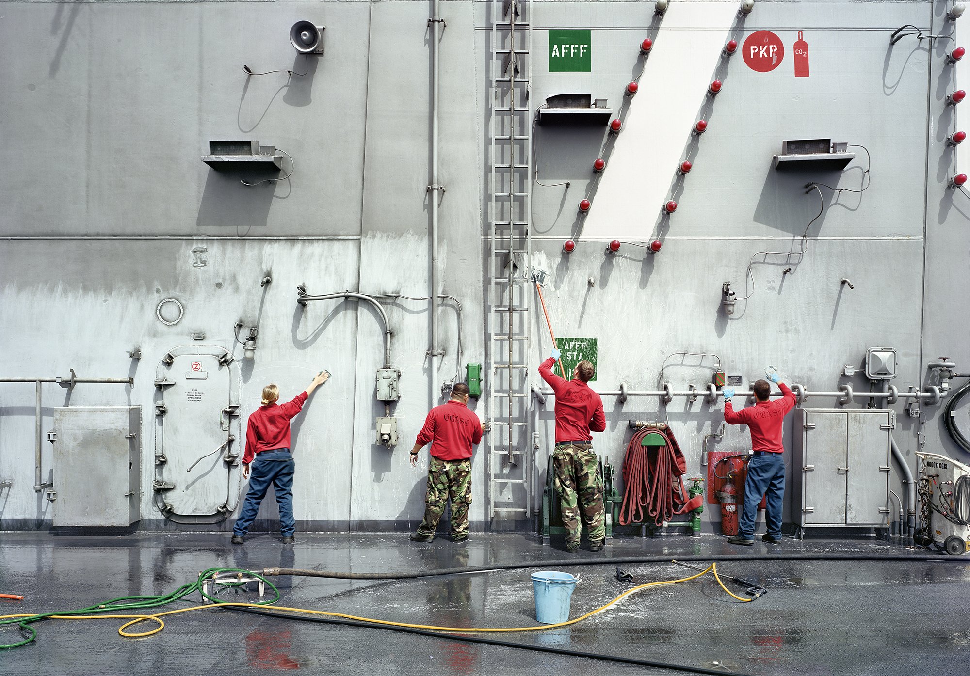 Fresh Water Wash-Down of Super Structure, USS Ronald Reagan, North Arabian Gulf, 2009