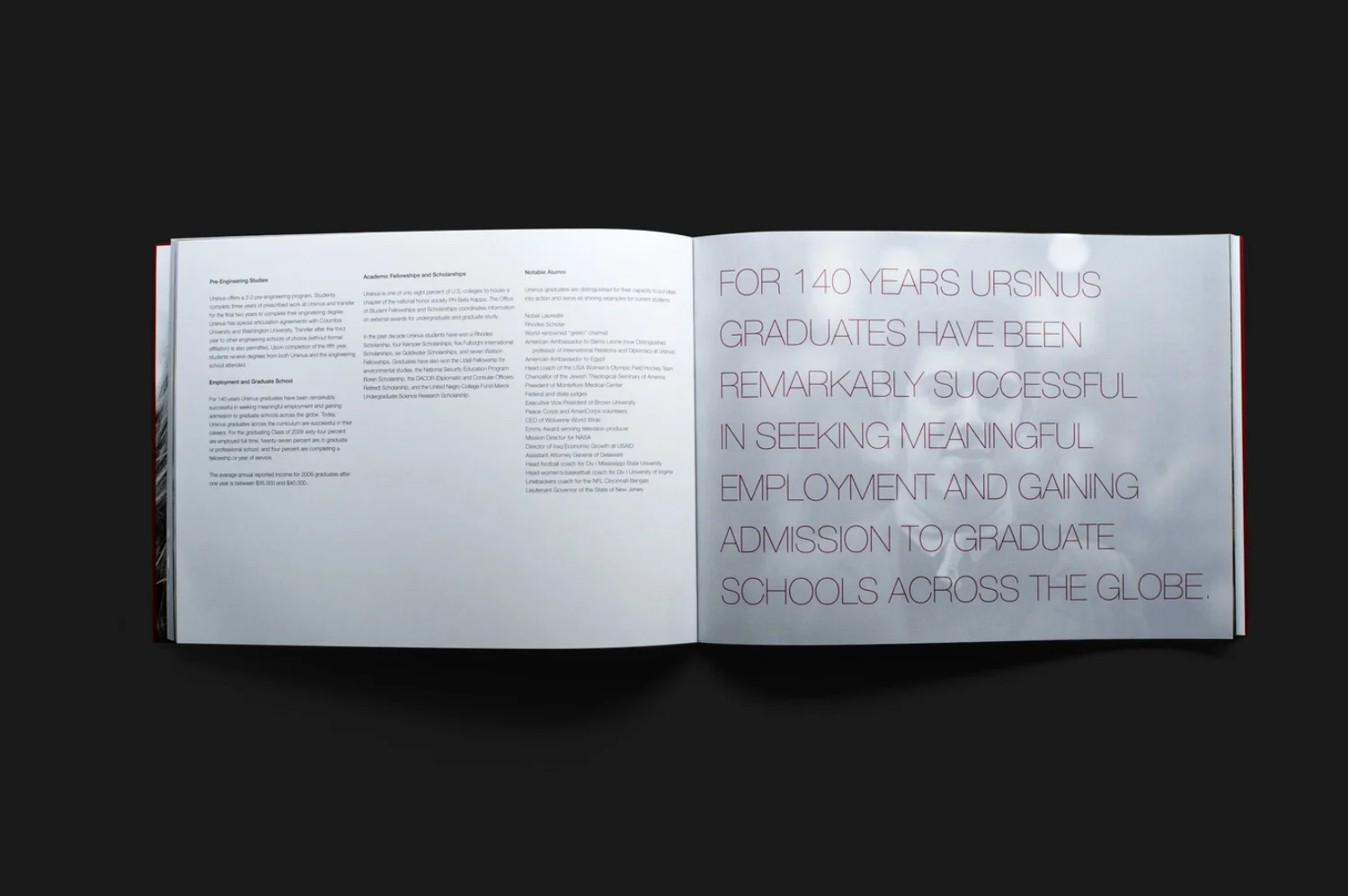 Ursinus College viewbook design and development, school photography