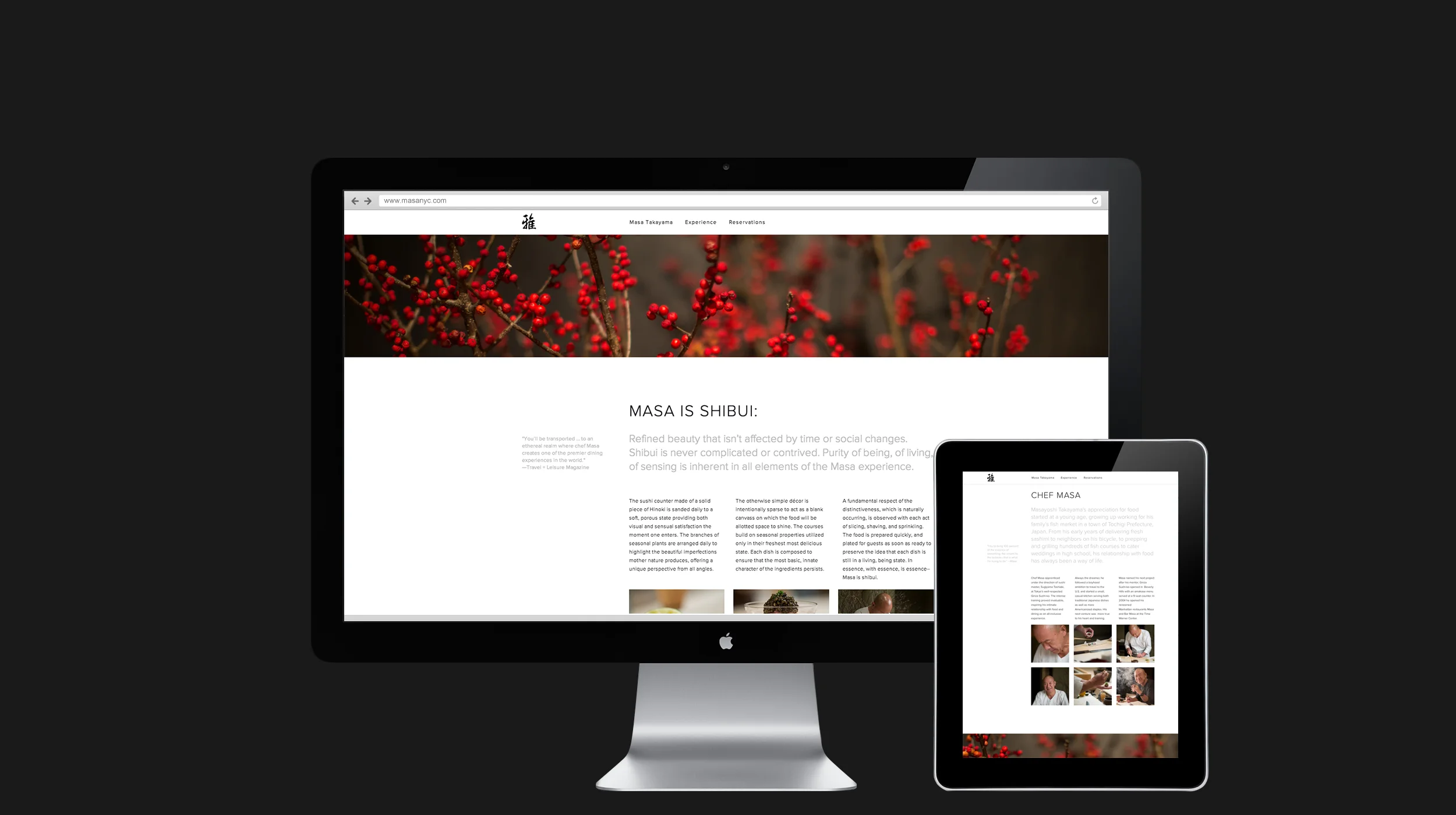 Masa NYC mobile web design