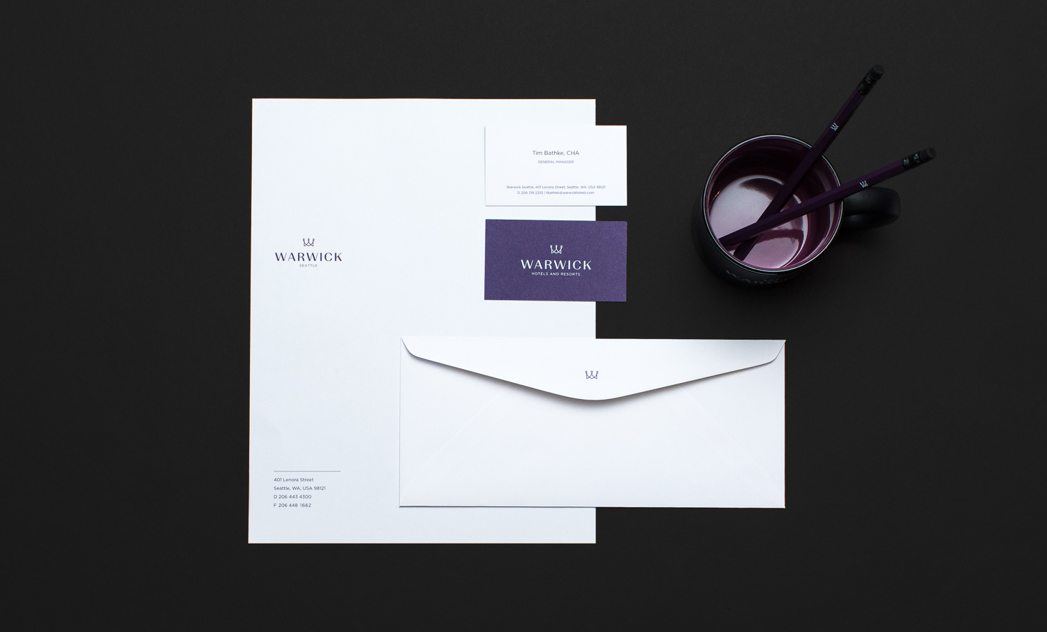 Warwick Hotels stationery design