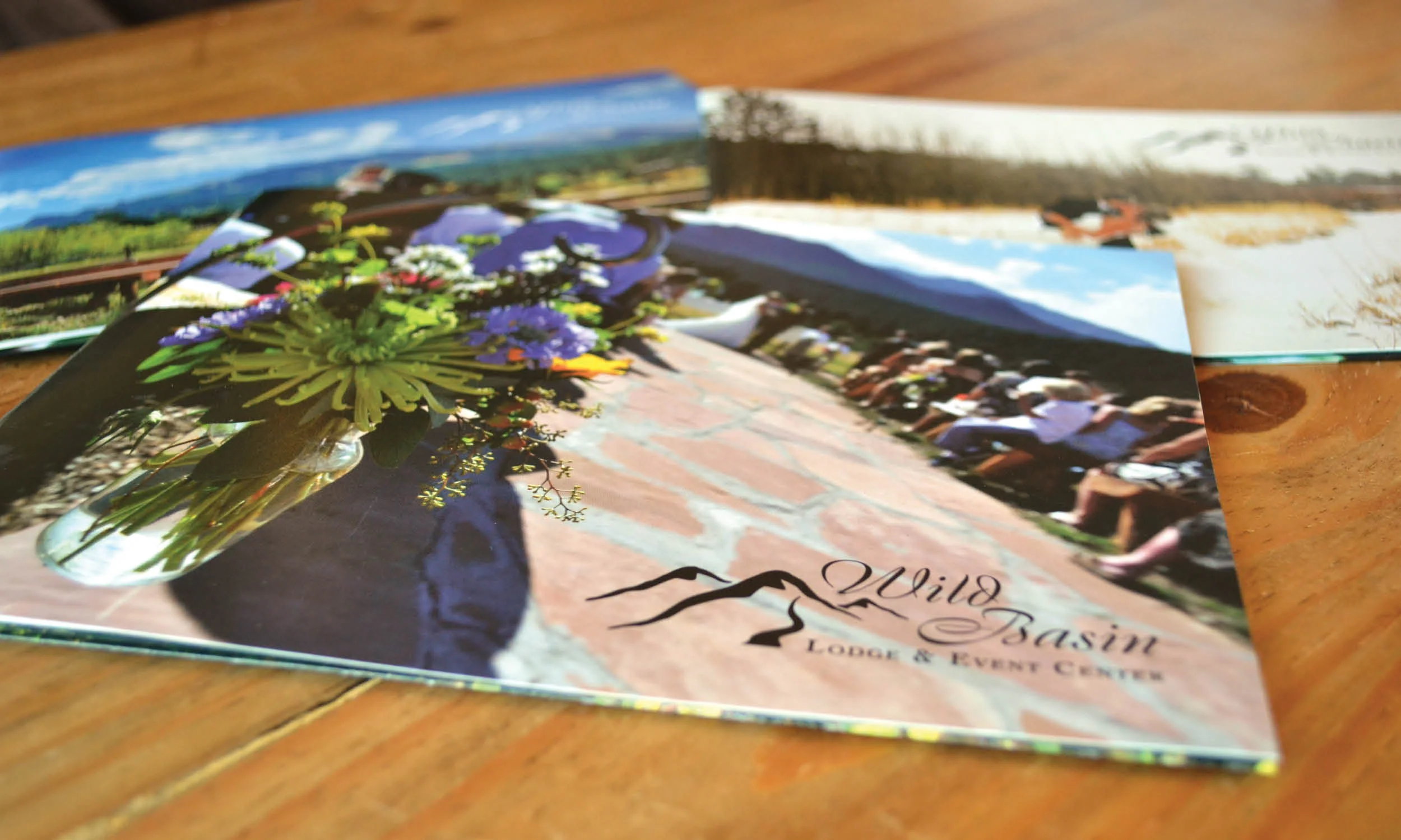 Wild Basin Lodge is nestled in Allenspark, Colorado amongst high peaks and colorful aspens. Wild Basin has won numerous awards through The Knot and Wedding Wire for their outstanding location and service. Their brochure and press kit feature photography that illuminate the unique lodge. Layouts within the brochure change for every spread to further illustrate the one-of-a-kind wedding venue.