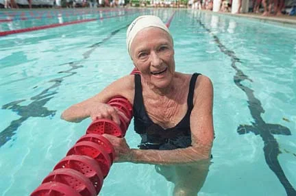 Aileen Riggin set a world record in the 50-meter freestyle for the 85-89 age group at the Oahu Club in 1991. Cred: Starbulletin.com