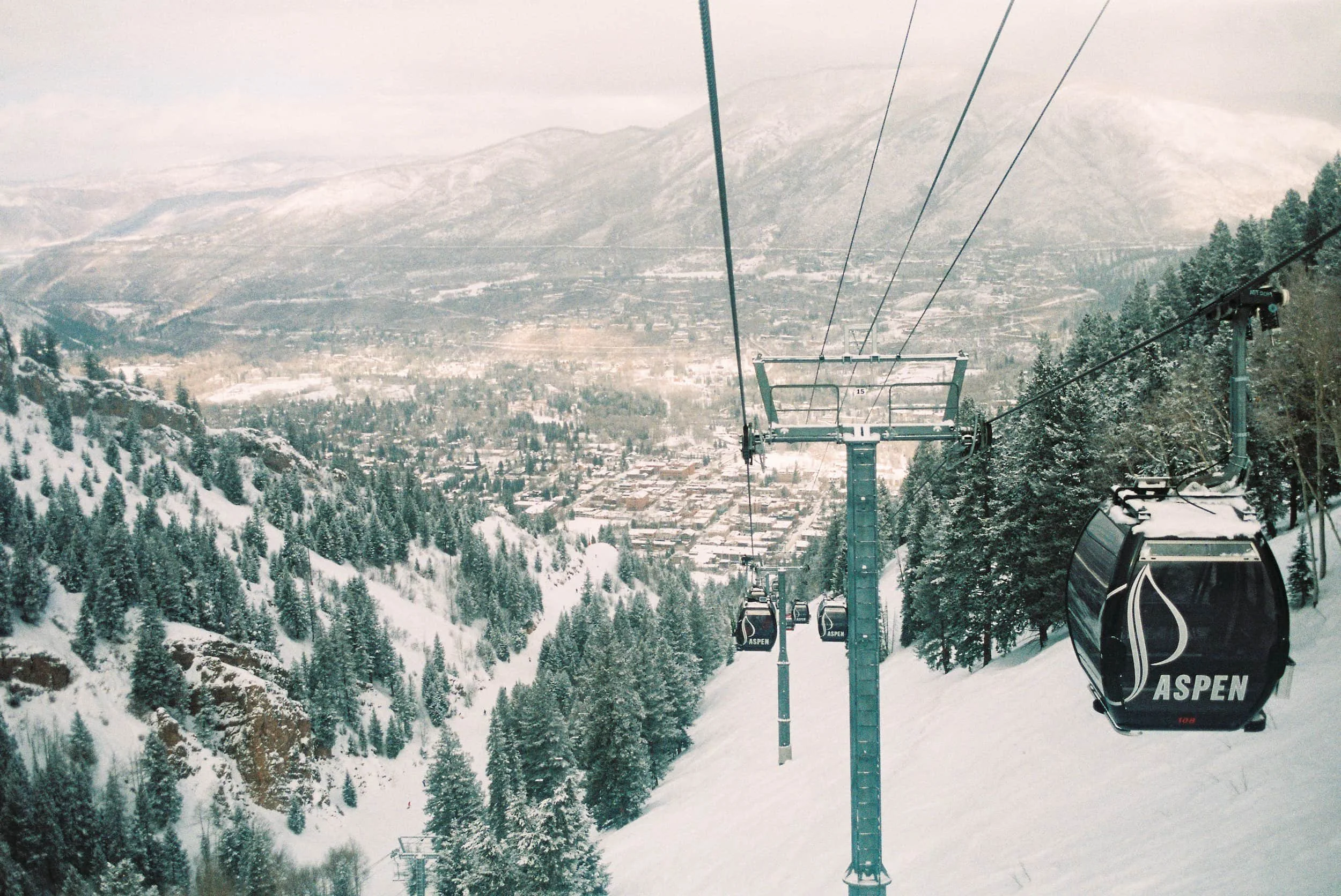 Winter mountain scene from ski resort for a wedding in Aspen, Colorado.