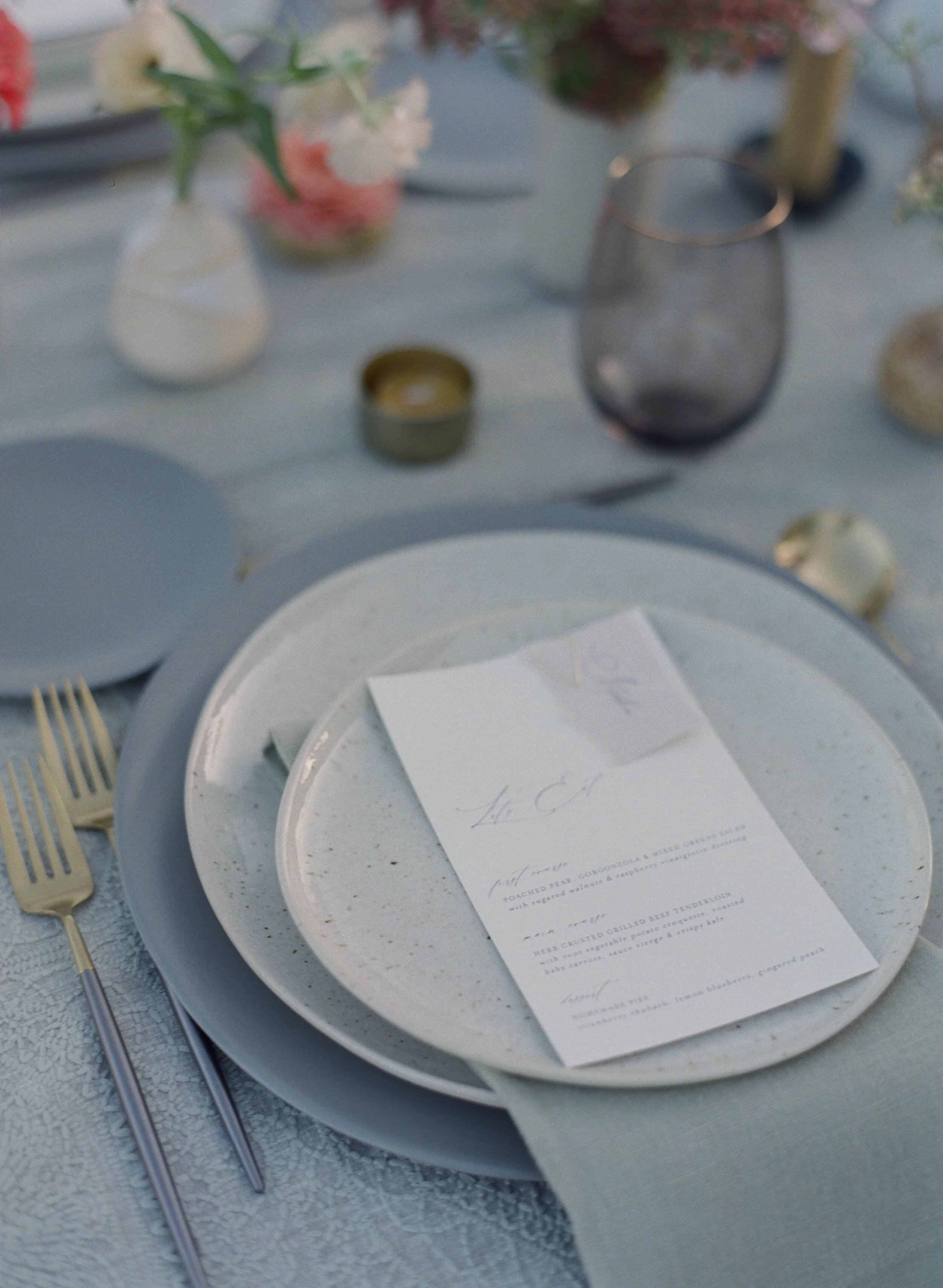 Wedding Menus and Place Cards, White and Vellum - Hazel Eye Designs
