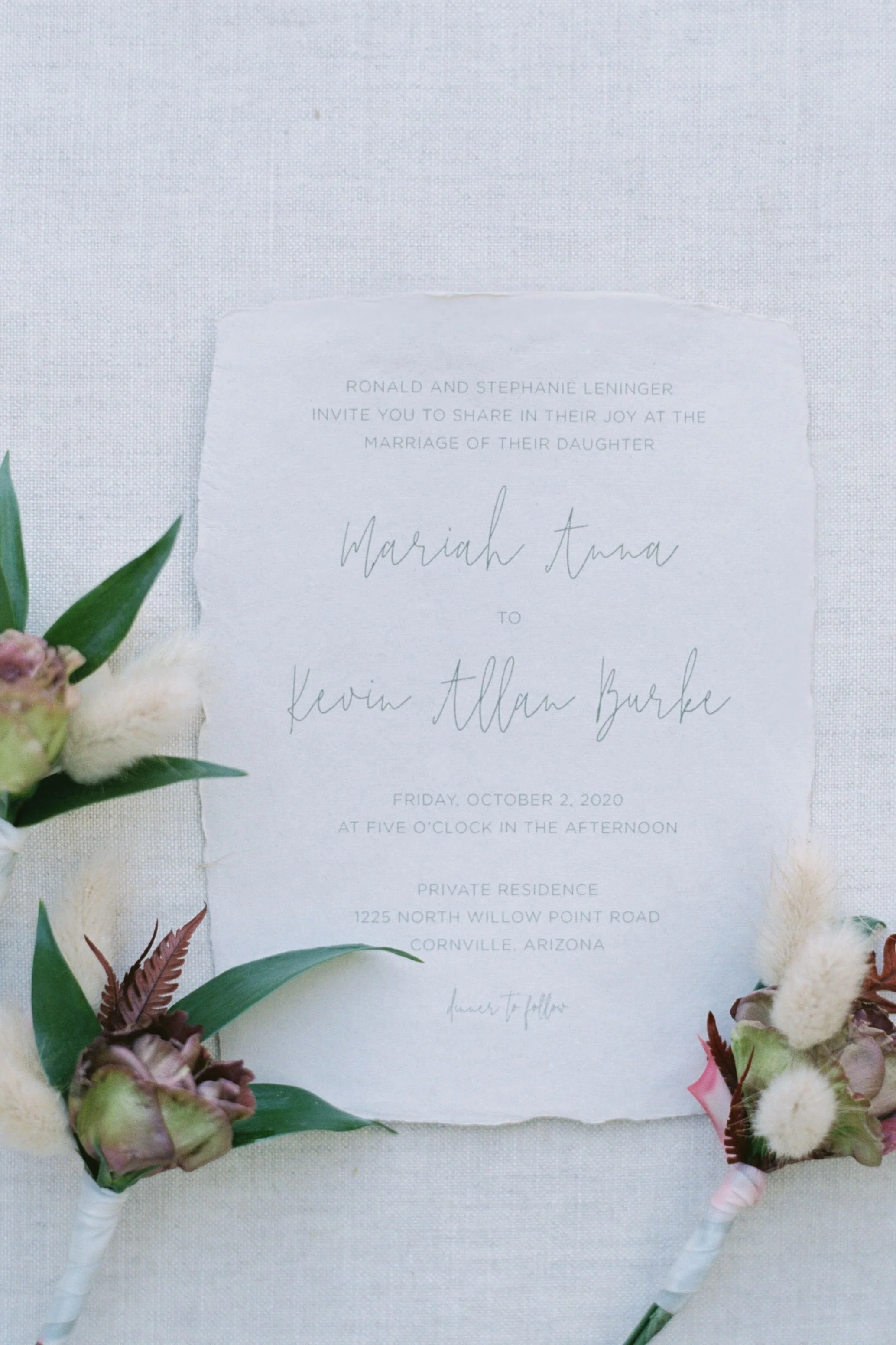Handmade Paper, Outdoor, Nature-Inspired Wedding Invitations with Hand Drawn Florals // Hazel Eye Designs