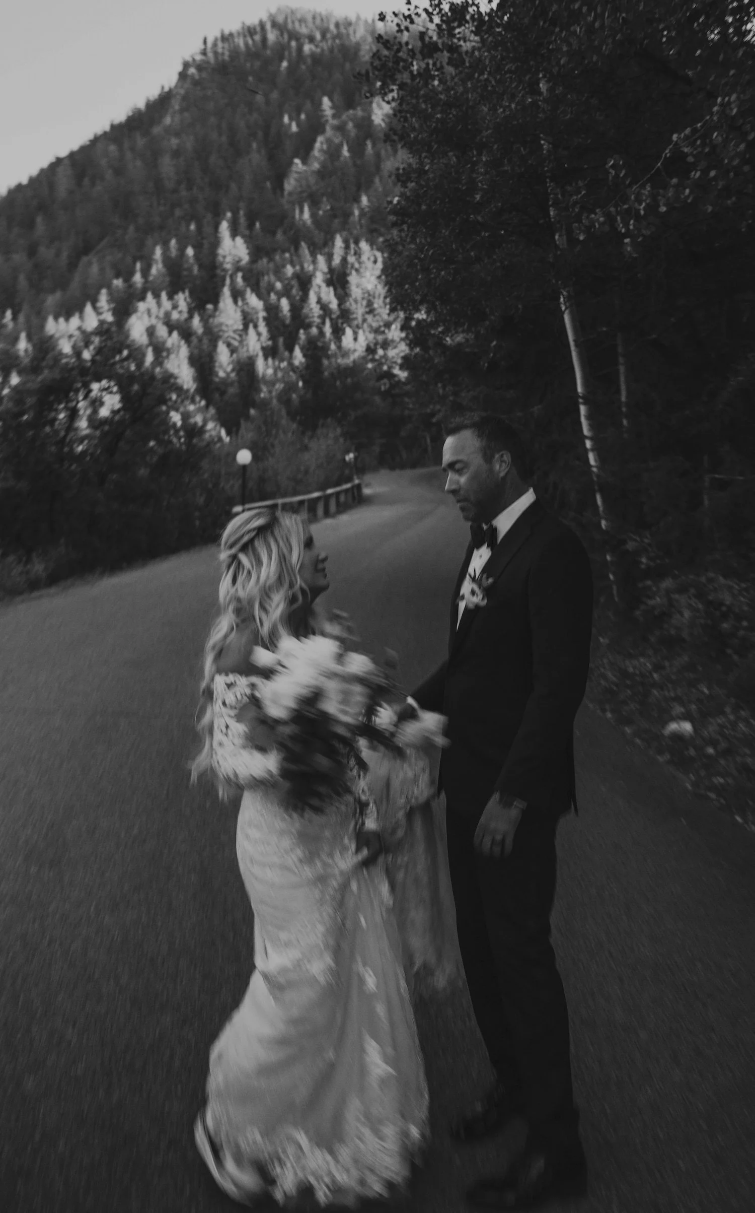 Luxury mountain wedding suite with custom watercolor landscape artwork, blush florals, linen textures, velvet ribbon, and wax seals designed for a romantic Colorado wedding.
