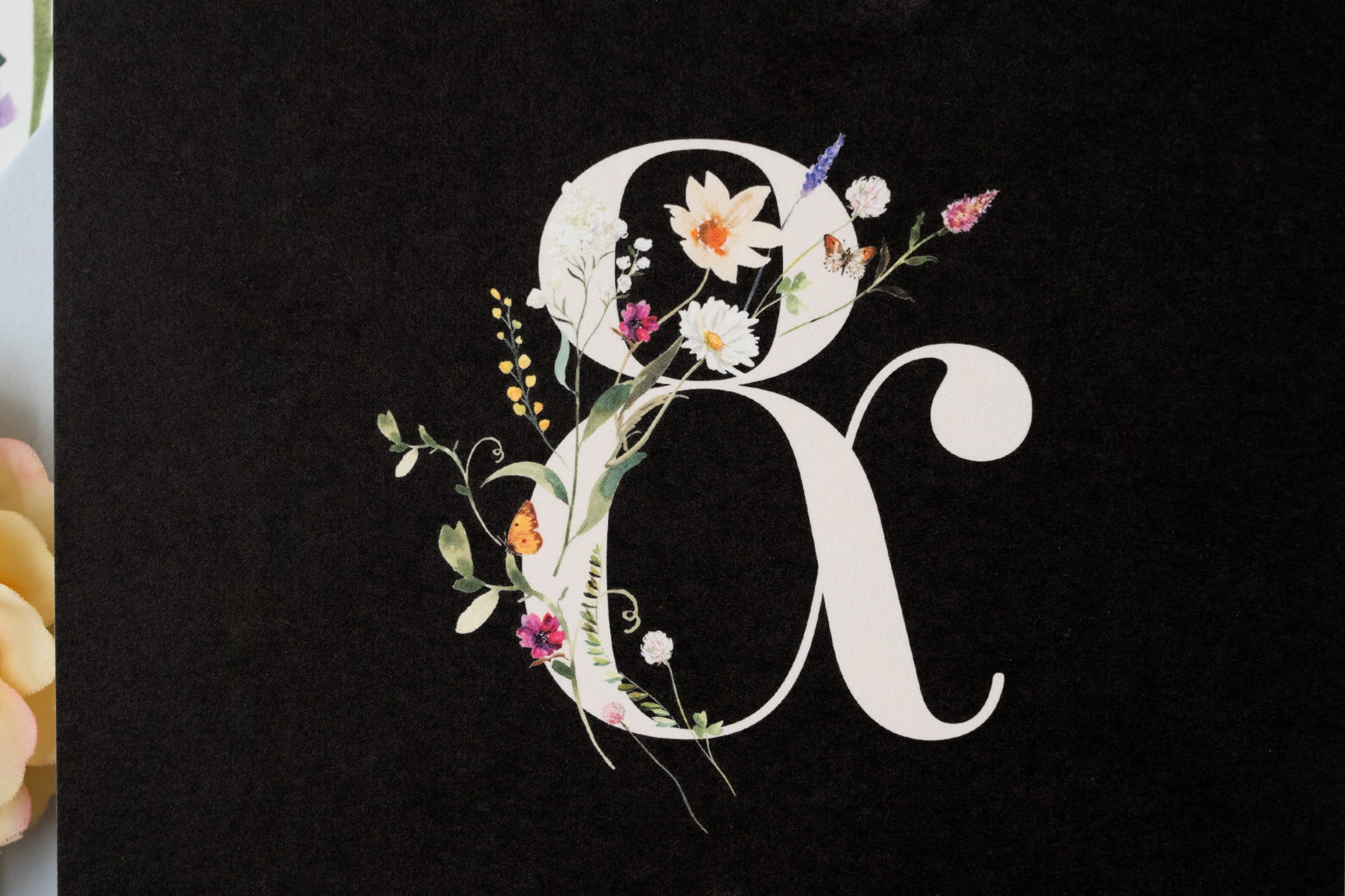 Elegant wedding paper suite including engagement party invitations, save the dates, wedding invitations, and day-of stationery designed for a Virginia vineyard wedding.