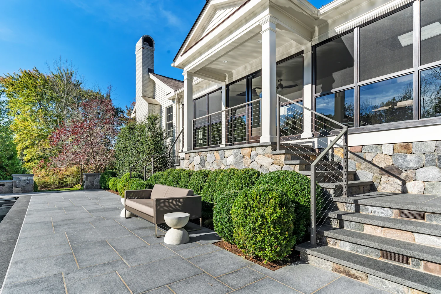 Slate and Stone Staircase with Custom Railing