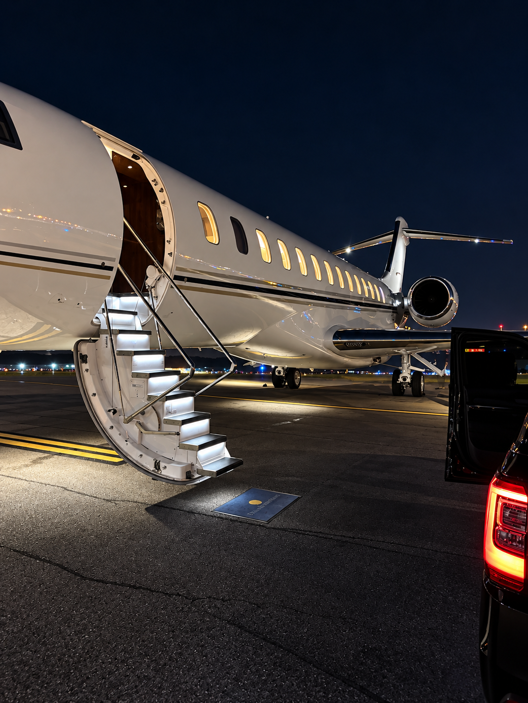 Luxury Jet on a Nighttime Tarmac.png