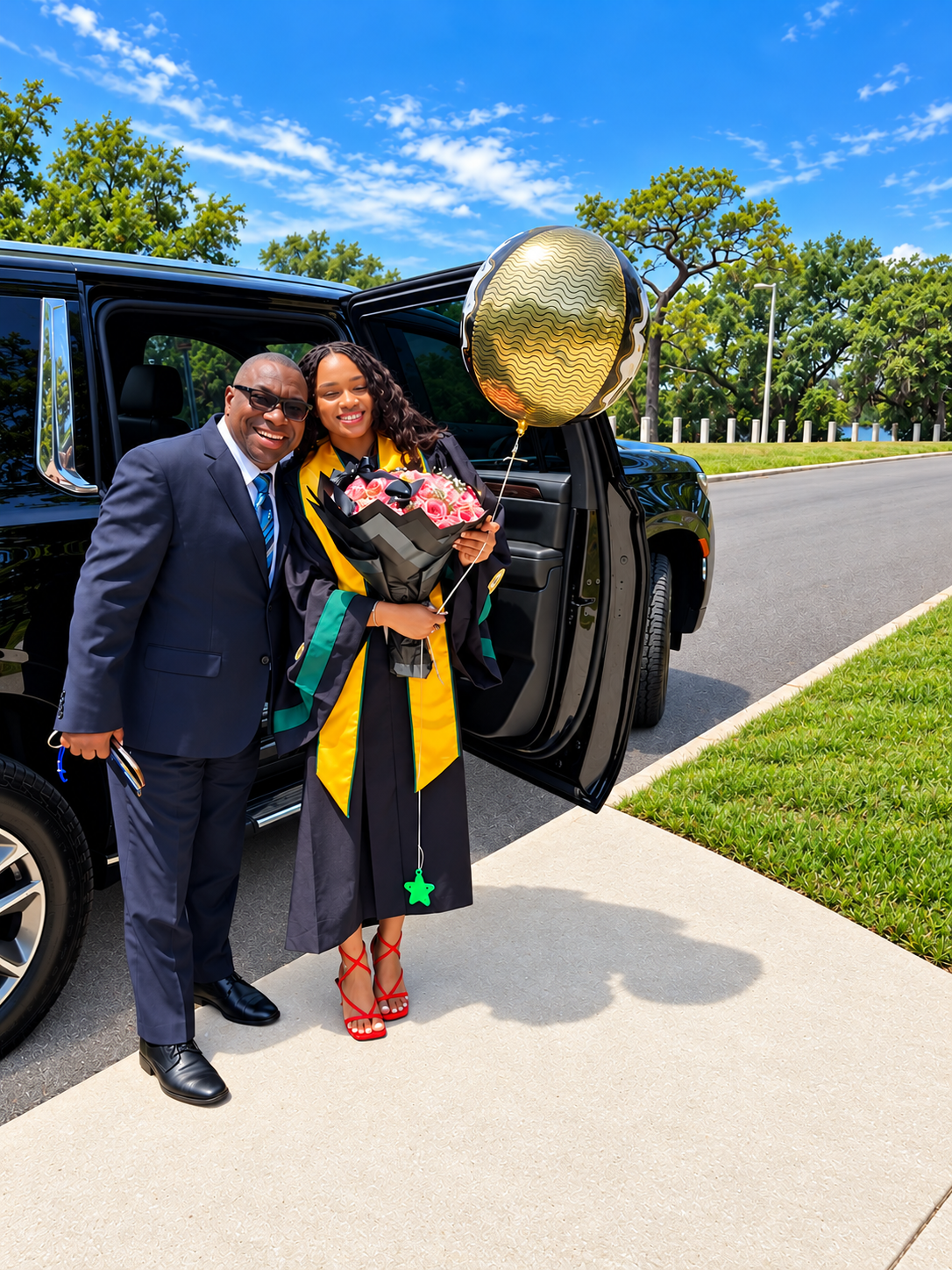 Joyful Graduation Celebration by the SUV.png