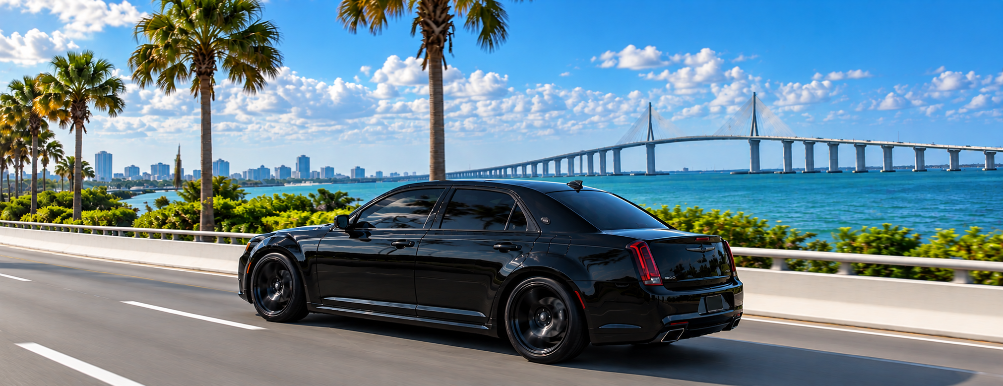 Glossy Black Sedan by the Waterfront.png