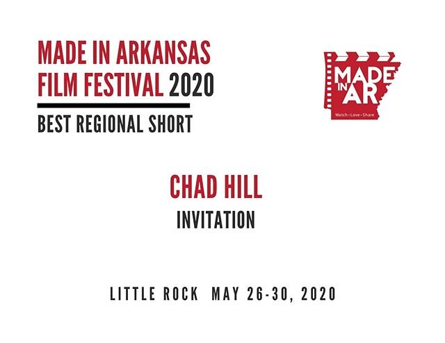 Chad Hill's short film Invitation has been awarded the honor of Best Regional Short! Thank you to Made in Arkansas Film Festival for screening the film and for having such a great virtual audience.