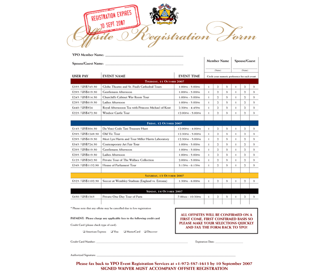 Registration form